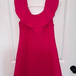 Hot pink waffle material dress